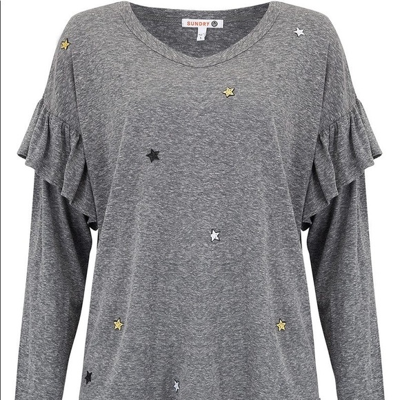 Sundry Tops - 2 for $10/SUNDRY Star Patches Ruffle Long Sleeve